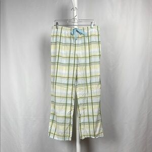 Vintage Sleepwear Cotton Plaid Pajama Bottoms Relaxed Fit Lightweight Women’s S